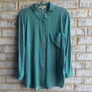 Grand & Greene Long Sleeve Button Front Collared Geo Button Front Shirt Size L